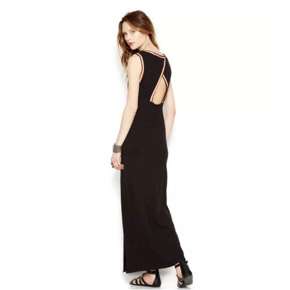 Free People Sabrina Black Sleeveless Maxi Dress w/ Back Cut Out Size Small - Picture 1 of 7